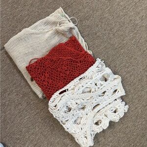Red and Cream Crochet Tops
